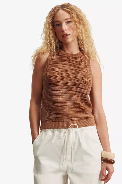 halter knit shimmer tank