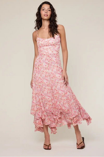 hi low floral midi dress