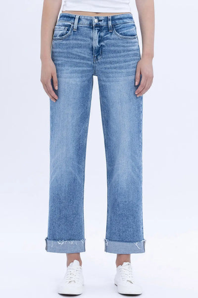 hirise cuff crop straight jean