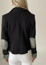 Load image into Gallery viewer, denim insert ponte jacket
