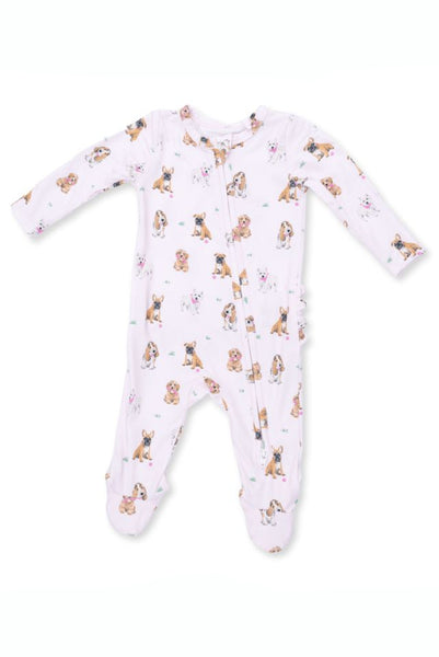 baby ruffle footie bestie dogs