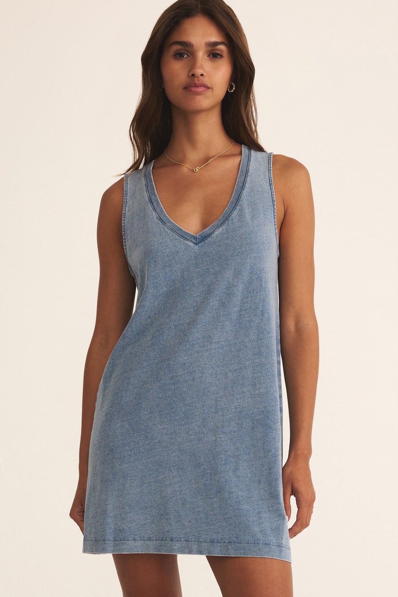 v neck knit denim dress – Ginger N' Cream™