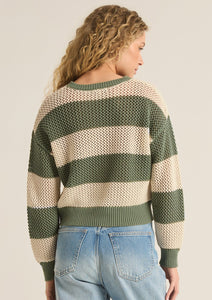 bold stripe open knit sweater