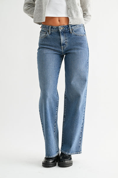 midrise slim wide leg jean