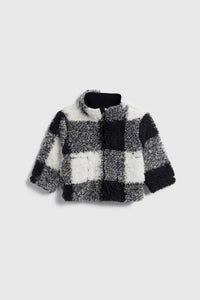 kids plush check zip jacket