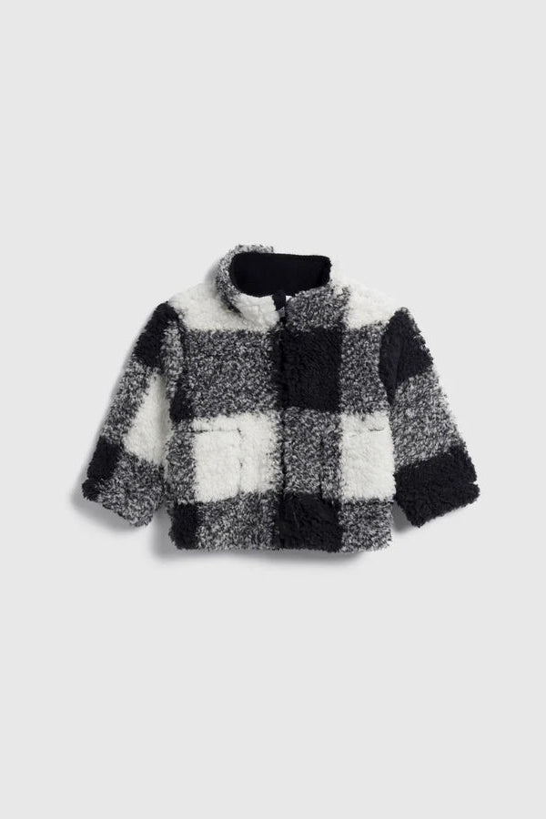 kids plush check zip jacket
