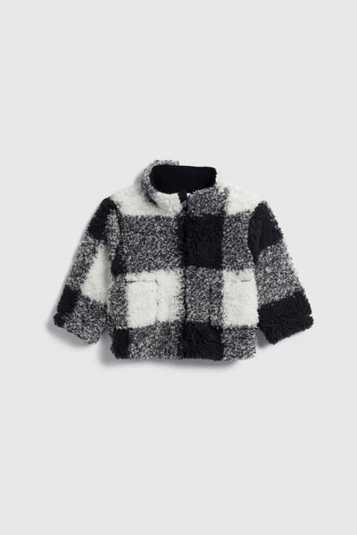 kids plush check zip jacket