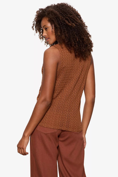 knit button v neck tank