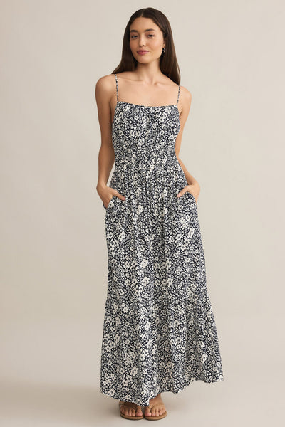 smock waist floral maxi dress