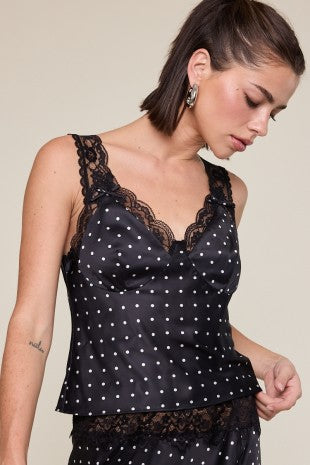 lace trim polka dot cami