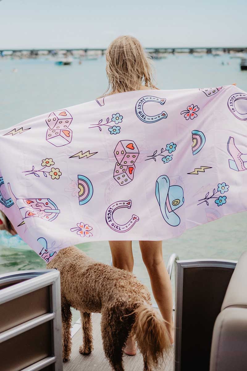 lucky cowgirl beach towel