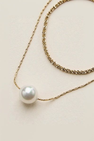 layered pearl chain necklace