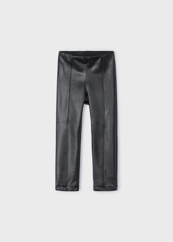 girls seamed faux leather legging