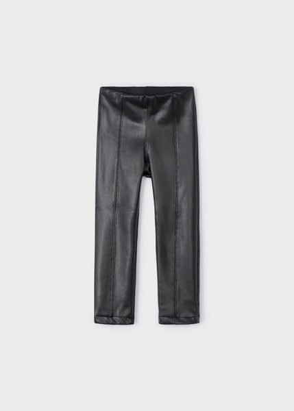 girls seamed faux leather legging