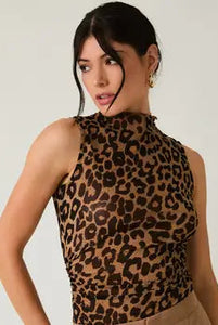 leo mesh mock neck tank