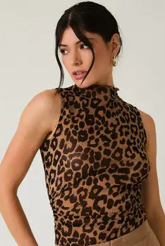 leo mesh mock neck tank