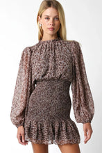 Load image into Gallery viewer, leop long sleeve smock waist dress
