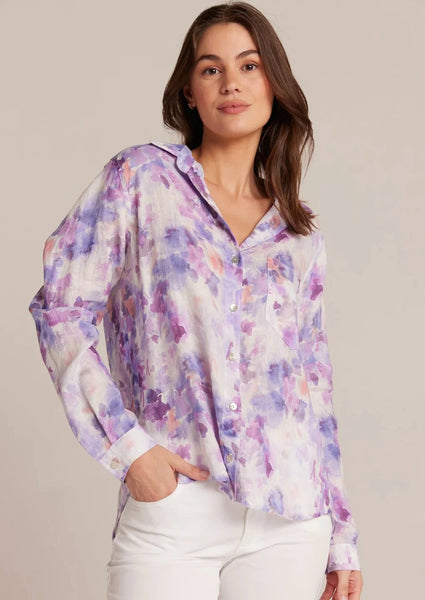 linen watercolor floral shirt