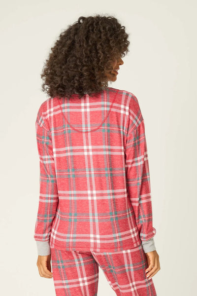 long sleeve plaid pj top