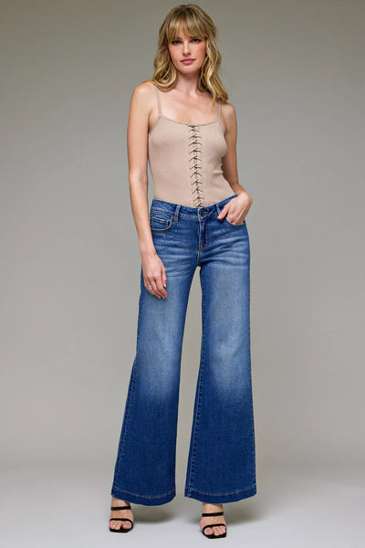 low rise comfort flare jean