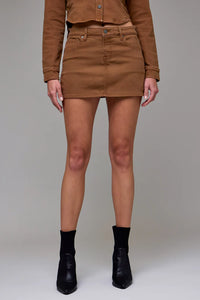 low rise micro mini denim skirt