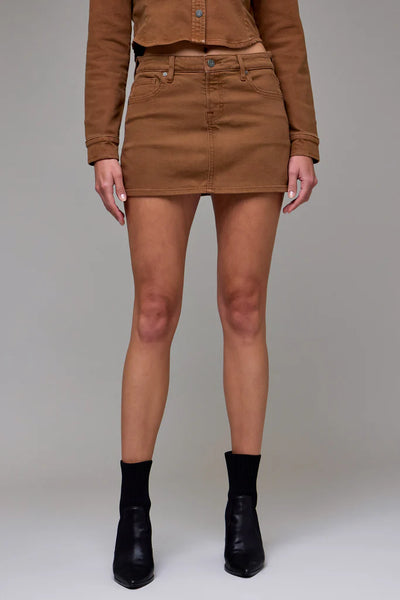 low rise micro mini denim skirt