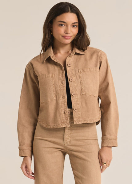 washed twill crop jacket