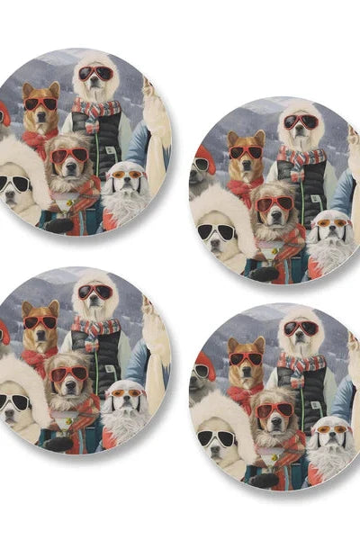 4 coaster set martini dogs