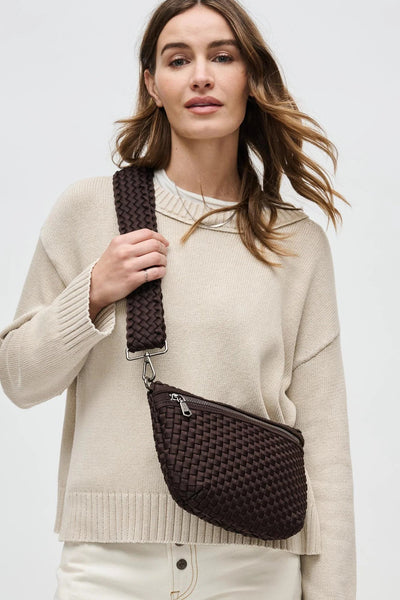 neoprene crossbody woven bag
