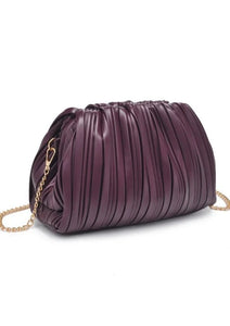 faux leather pleated clutch