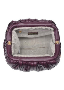 faux leather pleated clutch