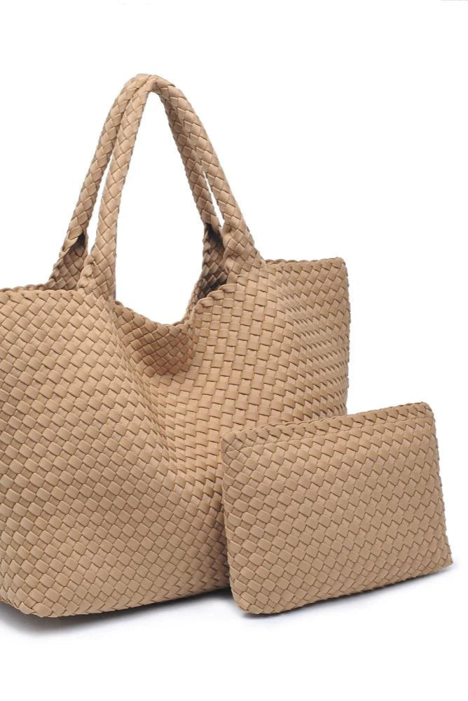 large woven neoprene tote