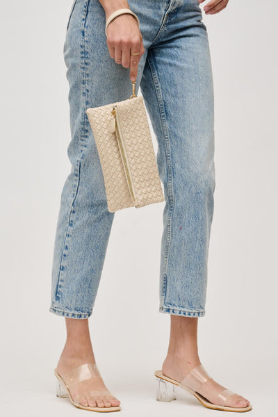 woven wristlet clutch