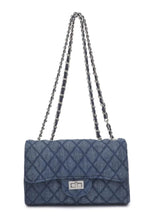 Load image into Gallery viewer, denim quilted chain handle bag
