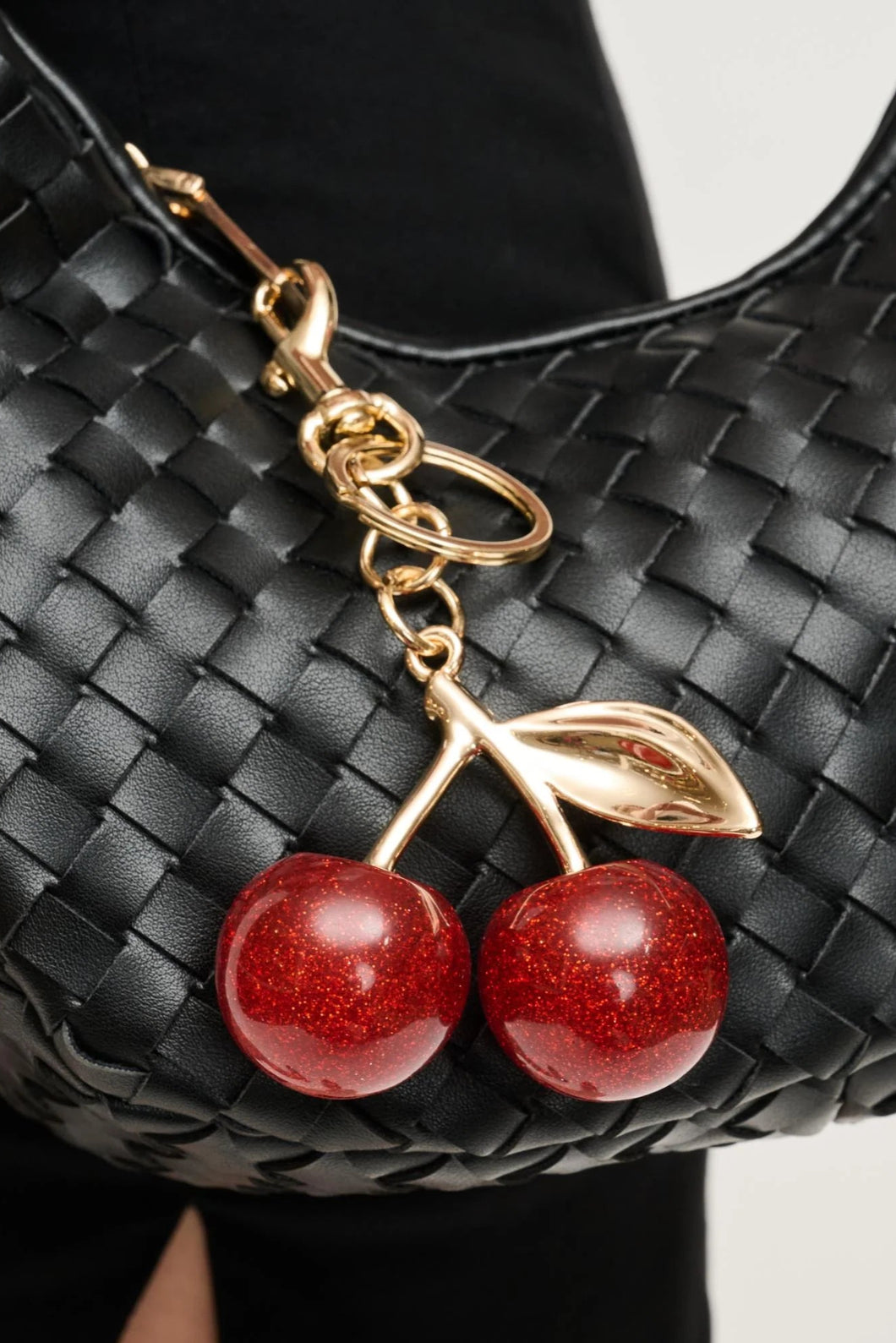 cherry key bag charm