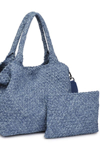 med woven denim tote