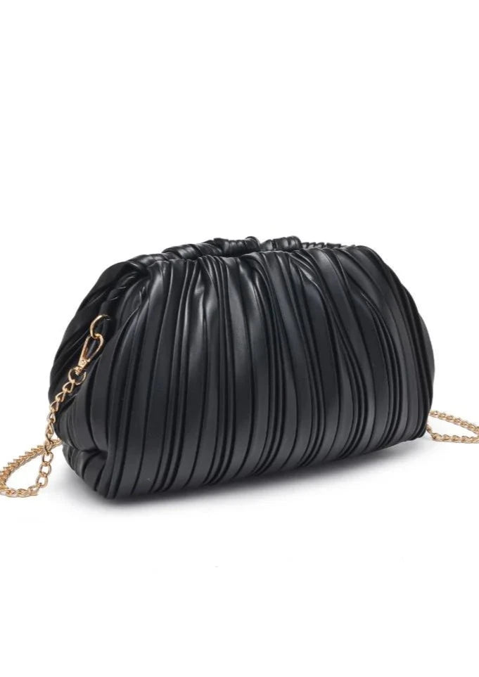faux leather pleated clutch