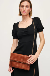 woven foldover clutch