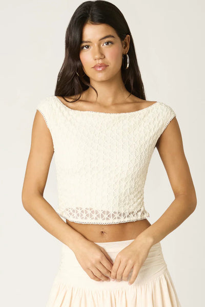 mesh off shoulder top
