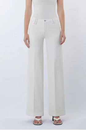 midrise wide leg trouser press jean