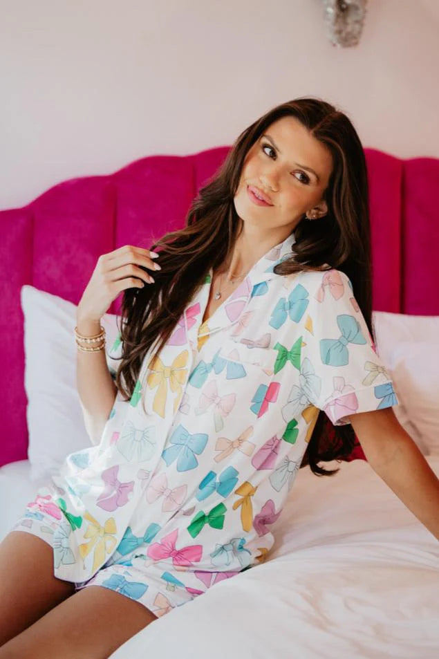 multi bows pj set short set