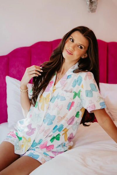 multi bows pj set short set