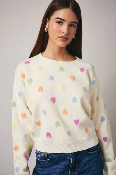 multi hearts sweater