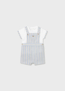 baby boy linen stripe shortall + tee