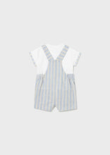 Load image into Gallery viewer, baby boy linen stripe shortall + tee
