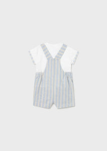 baby boy linen stripe shortall + tee