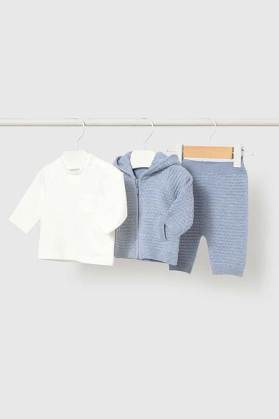 Baby Knit Zip Hoodie + Pant + Tee Set