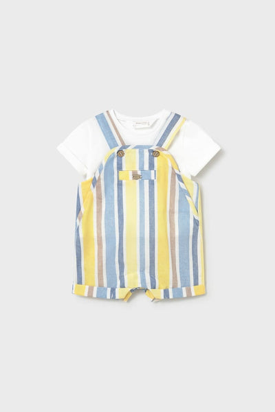 baby stripe shortall + tee set