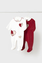 Load image into Gallery viewer, baby hearts velour footie
