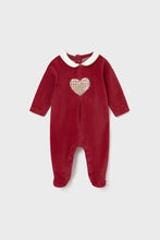 Load image into Gallery viewer, baby hearts velour footie
